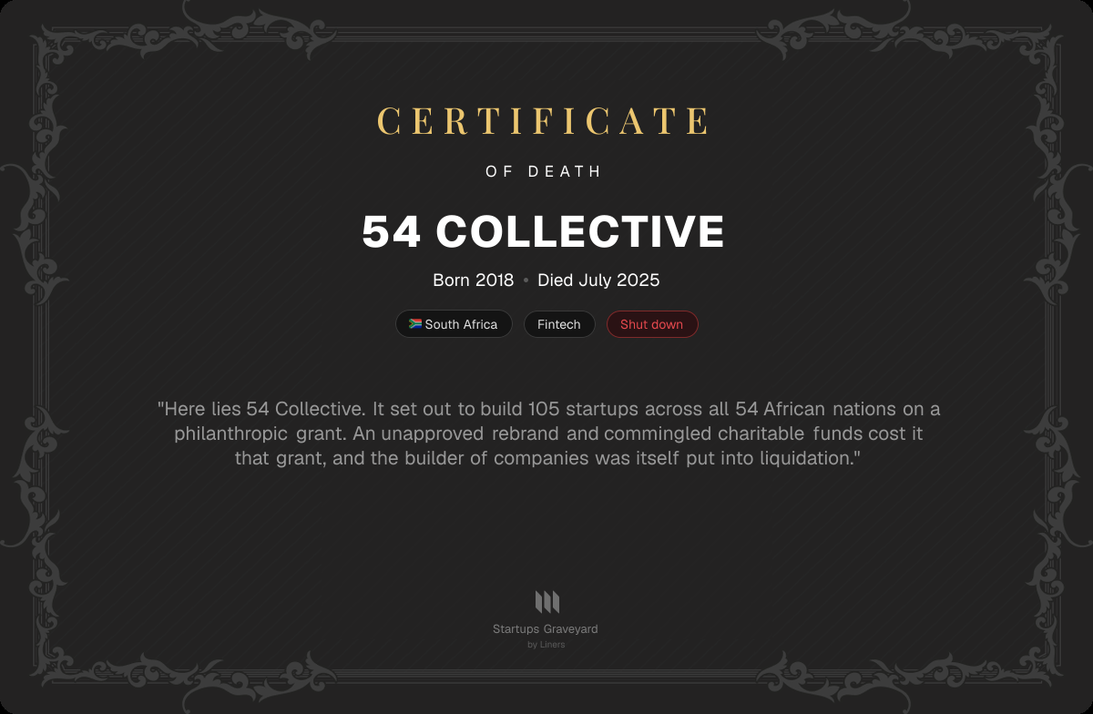 Death certificate for 54 Collective