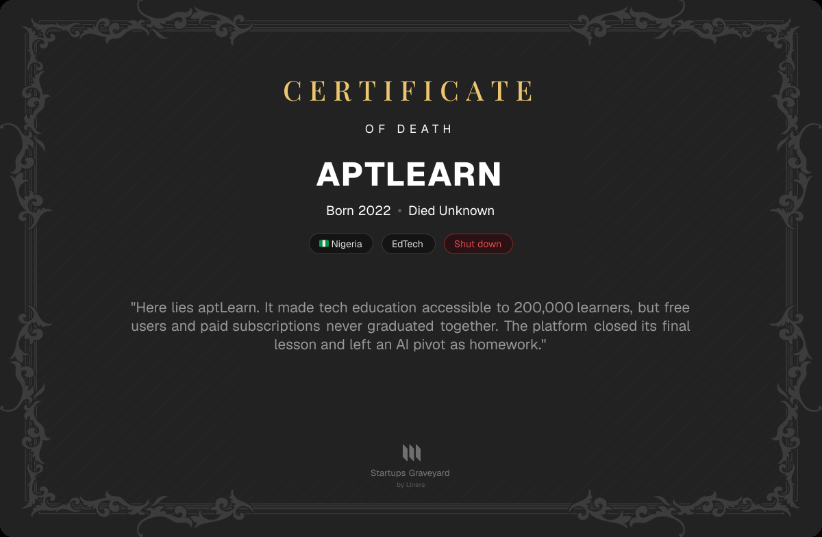 Death certificate for aptLearn