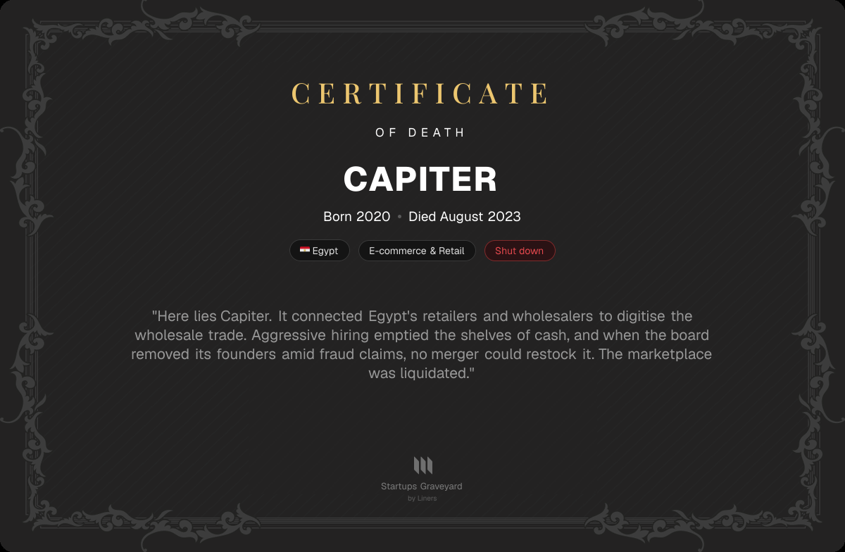 Death certificate for Capiter