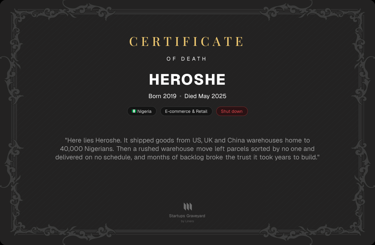 Death certificate for Heroshe