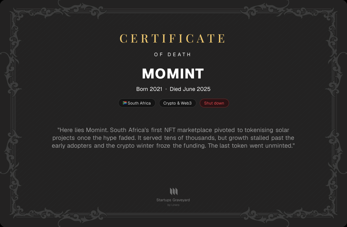 Death certificate for Momint