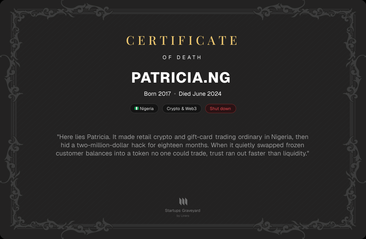 Death certificate for Patricia.ng