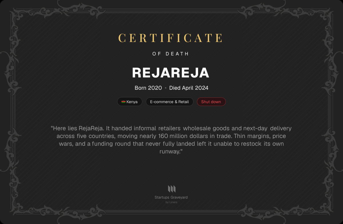Death certificate for RejaReja