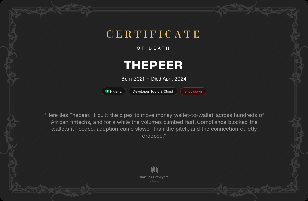 Death certificate for Thepeer
