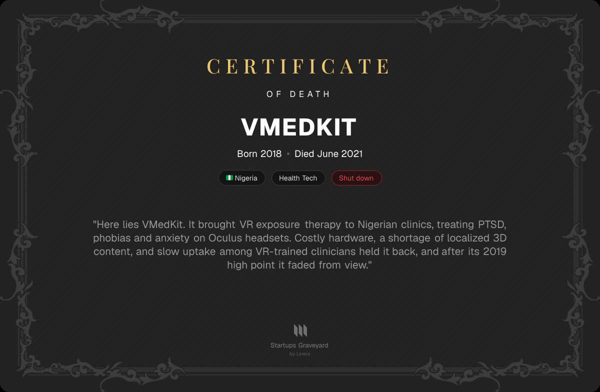 Death certificate for VMedKit