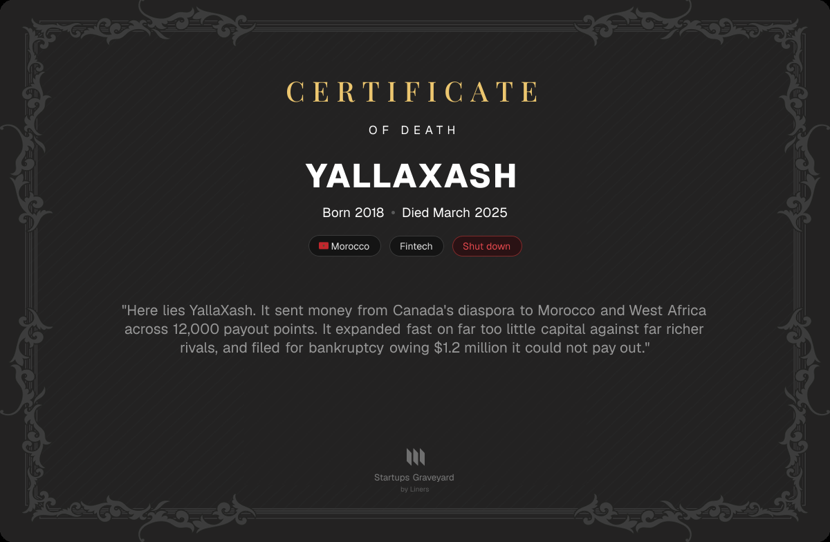 Death certificate for YallaXash